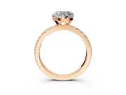 Solitaire Engagement Ring Setting for Heart-Shaped Center with Fine Pave Band and Claw Prong Head in Rose Gold