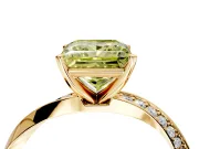 Side Accent Engagement Ring Setting for Fancy Yellow Princess Cut Center with Accent Shoulders and Prong Head in Yellow Gold