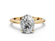 Solitaire Engagement Ring Setting for Oval Center with Knife Ridge Band and Claw Prong Head in Yellow Gold