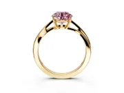 Solitaire Engagement Ring Setting for Fancy Pink Round Cut Center with Plain Bypass Twist Band and Prong Head in Yellow Gold