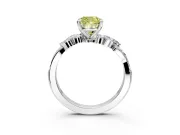 Solitaire Engagement Ring Setting for Fancy Yellow Cushion Cut Center with Marquise Accent Twist Band and Prong Head in Sterling Silver