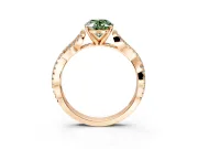 Solitaire Engagement Ring Setting for Fancy Green Oval Center with Twisted Pave Split Shank and Prong Head in Rose Gold