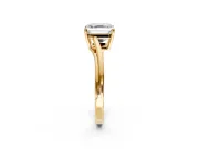 Solitaire Engagement Ring Setting for Asscher Cut Center with Plain Bypass Twist Band and Prong Head in Yellow Gold