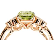 Cluster Engagement Ring Setting for Fancy Yellow Radiant Cut Center with Bezel Accent Clusters and Prong Head in Rose Gold
