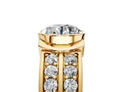 Bezel Engagement Ring Setting for Round Cut Center with Wide Channel-Set Band and Bezel Head in Yellow Gold