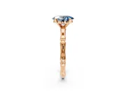 Solitaire Engagement Ring Setting for Fancy Blue Oval Center with Bamboo Band and Prong Head in Rose Gold