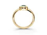 Solitaire Engagement Ring Setting for Fancy Green Pear-Shaped Center with Wide Band and Bezel Head in Yellow Gold