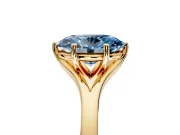Solitaire Engagement Ring Setting for Fancy Blue Oval Center with Plain Split Shank and Prong Head in Yellow Gold
