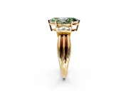 Solitaire Engagement Ring Setting for Fancy Green Marquise Center with Grooved Bar Accent Band and Prong Head in Yellow Gold