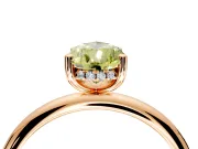 Hidden Halo Engagement Ring Setting for Fancy Yellow Pear-Shaped Center with Thin Round-Wire Band and Prong Head in Rose Gold