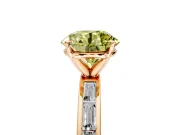 Solitaire Engagement Ring Setting for Fancy Yellow Round Cut Center with Channel Baguette Band and Prong Head in Rose Gold
