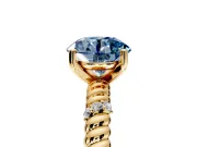 Rope Engagement Ring Setting for Fancy Blue Round Cut Center with Accent Shoulders and Prong Head in Yellow Gold