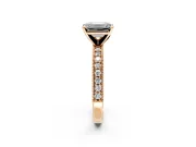 Milgrain Pave Engagement Ring Setting for Emerald Cut Center with Accent Band and Prong Head in Rose Gold