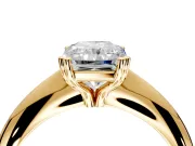 Solitaire Engagement Ring Setting for Radiant Cut Center with Reverse Tapered Band and Prong Head in Yellow Gold
