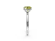 Hidden Halo Engagement Ring Setting for Fancy Yellow Round Cut Center with Thin Round-Wire Band and Prong Head in Sterling Silver