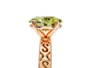 Solitaire Engagement Ring Setting for Fancy Yellow Oval Center with Scrollwork Band and Prong Head in Rose Gold