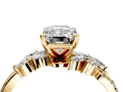 Solitaire Engagement Ring Setting for Emerald Cut Center with Marquise Accent Twist Band and Prong Head in Yellow Gold