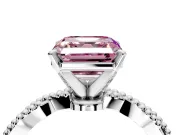 Solitaire Engagement Ring Setting for Fancy Pink Asscher Cut Center with Twist Band and Bead Prong Head in Platinum