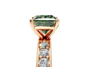 Solitaire Engagement Ring Setting for Fancy Green Princess Cut Center with Channel-Set Accents and Prong Head in Rose Gold