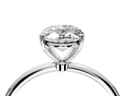 Solitaire Engagement Ring Setting for Oval Center with Straight Thin Band and Prong Head in Sterling Silver