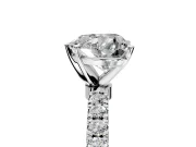 Open Basket Engagement Ring Setting for Heart-Shaped Center with Pave Band and Prong Head in Sterling Silver