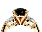 3 Stone Engagement Ring Setting for Fancy Black Round Cut Center with Large Pear-Shaped Accents and Prong Head in Yellow Gold