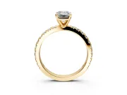 Solitaire Engagement Ring Setting for Emerald Cut Center with Fine Pave Band and Claw Prong Head in Yellow Gold