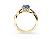 Solitaire Engagement Ring Setting for Fancy Blue Round Cut Center with Plain Bypass Twist Band and Prong Head in Yellow Gold