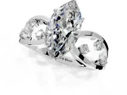 Solitaire Engagement Ring Setting for Marquise Center with Criss-Cross Accent Band and Prong Head in Sterling Silver
