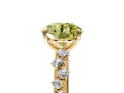 Cluster Engagement Ring Setting for Fancy Yellow Round Cut Center with Round Cut Accent Band and Prong Head in Yellow Gold