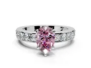 Solitaire Engagement Ring Setting for Fancy Pink Pear-Shaped Center with Channel-Set Accents and Prong Head in Platinum