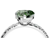 Solitaire Engagement Ring Setting for Fancy Green Heart-Shaped Center with Large Accents and Prong Head in White Gold