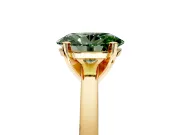 Solitaire Engagement Ring Setting for Fancy Green Oval Center with Basket Rail and Prong Head in Yellow Gold