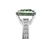 Solitaire Engagement Ring Setting for Fancy Green Princess Cut Center with Channel-Set Accent Band and Prong Head in Platinum