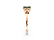 Solitaire Engagement Ring Setting for Fancy Green Emerald Cut Center with Plain Band and Tulip Prong Head in Rose Gold