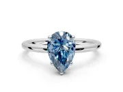 Solitaire Engagement Ring Setting for Fancy Blue Pear-Shaped Center with Plain Band, Open Basket and Prong Head in Platinum