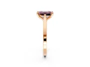 Solitaire Engagement Ring Setting for Fancy Pink Emerald Cut Center with Tapered Shoulders and Prong Head in Rose Gold