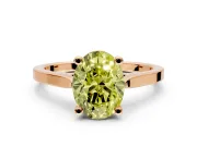 Solitaire Engagement Ring Setting for Fancy Yellow Oval Center with Tapered Shoulders and Prong Head in Rose Gold