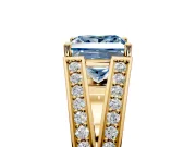 Split Shank Engagement Ring Setting for Fancy Blue Princess Cut Center with Pave Split Shank and Prong Head in Yellow Gold