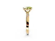 Side Accent Engagement Ring Setting for Fancy Yellow Oval Center with Accent Shoulders and Prong Head in Yellow Gold
