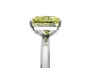 Low-Set Solitaire Engagement Ring Setting for Fancy Yellow Radiant Cut Center with Thin Plain Band and Prong Head in White Gold
