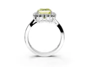 Starburst Halo Engagement Ring Setting for Fancy Yellow Asscher Cut Center with Flat Cathedral Band and Prong Head in White Gold