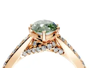 Solitaire Engagement Ring Setting for Fancy Green Marquise Center with Crossover Accents and Prong Head in Rose Gold