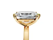 Fancy Yellow Marquise and Emerald Cut Lab-Grown Diamond Toi et Moi Engagement Ring with Prong-Set Stones in Yellow Gold