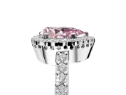 Halo Engagement Ring Setting for Fancy Pink Pear-Shaped Center with Inner Milgrain Border and Prong Head in Sterling Silver