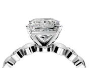 Solitaire Engagement Ring Setting for Princess Cut Center with Beaded Bezel Station Band and Prong Head in Platinum