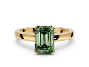 Solitaire Engagement Ring Setting for Fancy Green Emerald Cut Center with Plain Band and Flat Tab Prong Head in Yellow Gold