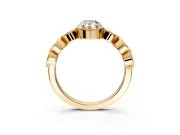 Vintage Station Engagement Ring Setting for Pear-Shaped Center with Accents and Prong Head in Yellow Gold