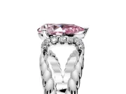 Halo Engagement Ring Setting for Fancy Pink Pear-Shaped Center with Rope Twist Split Shank and Prong Head in Platinum