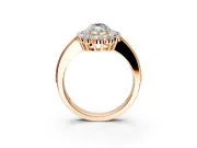Halo Engagement Ring Setting for Marquise Center with Milgrain Channel Band and Prong Head in Rose Gold